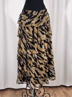 Woolworths Tiger Print Tiered Ruffle Maxi Skirt